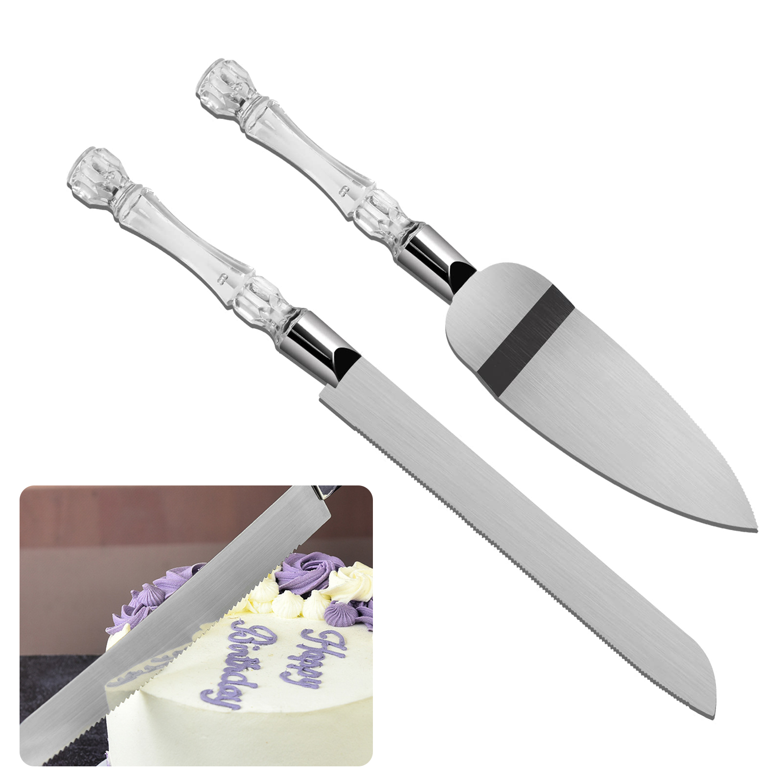 Offset Spatula Set - Kek bıçağı ve sunucu seti kristal