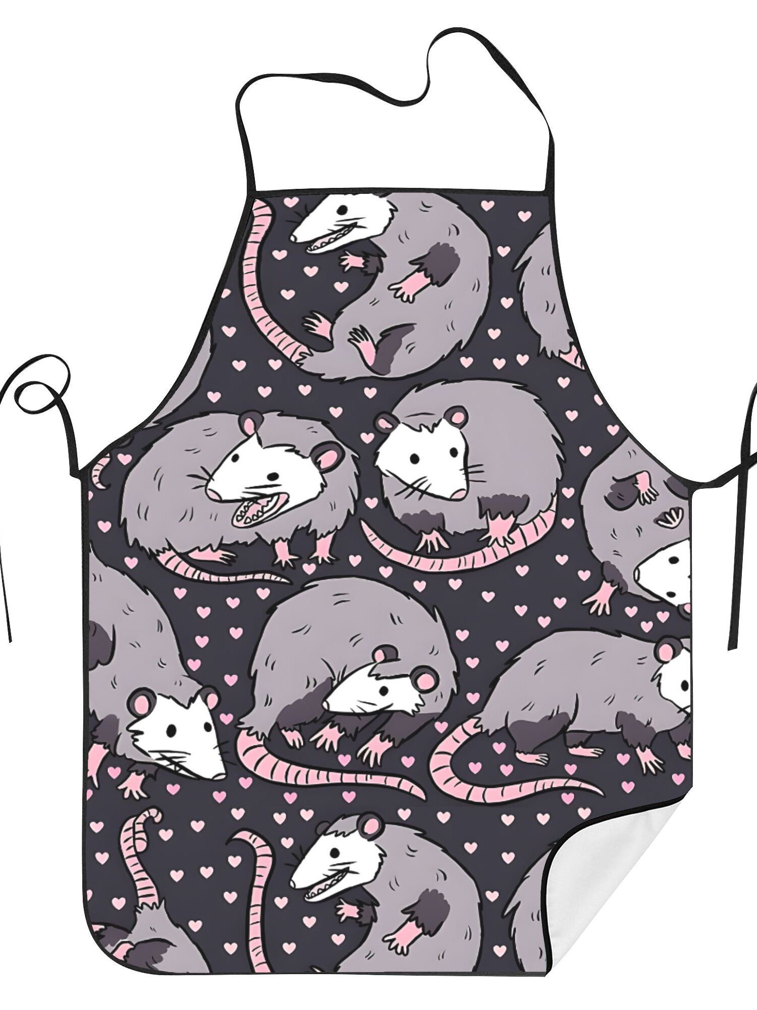 Kitchen Baking Background - Sevimli Opossum Desenli Önlük Siyah Arka