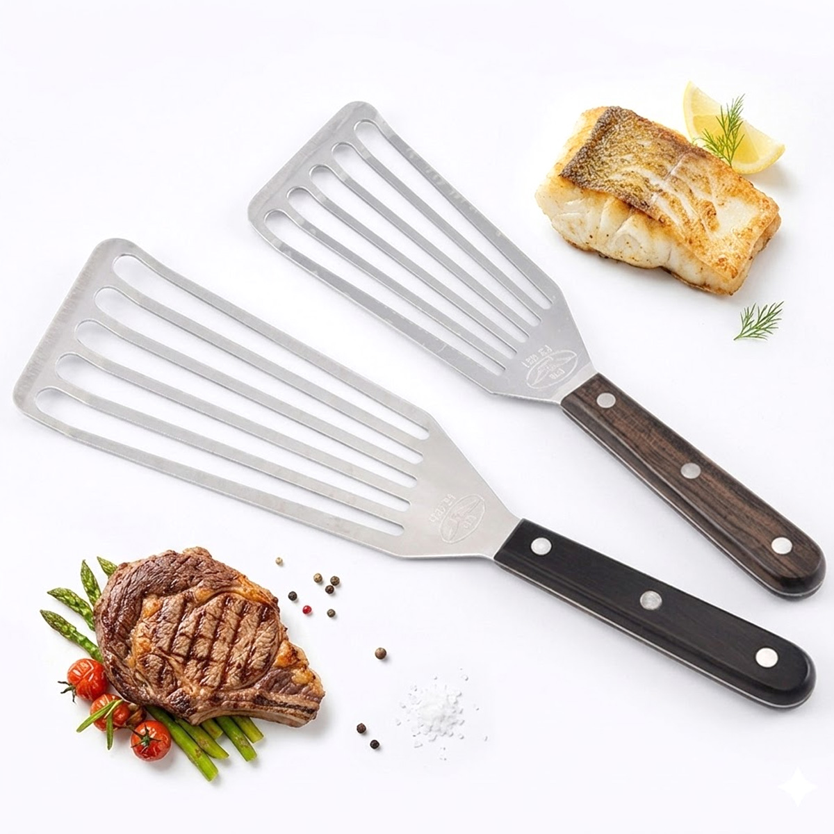 Offset Spatula Set - Balık Spatulası, Paslanmaz Çelik Metal Spatula,