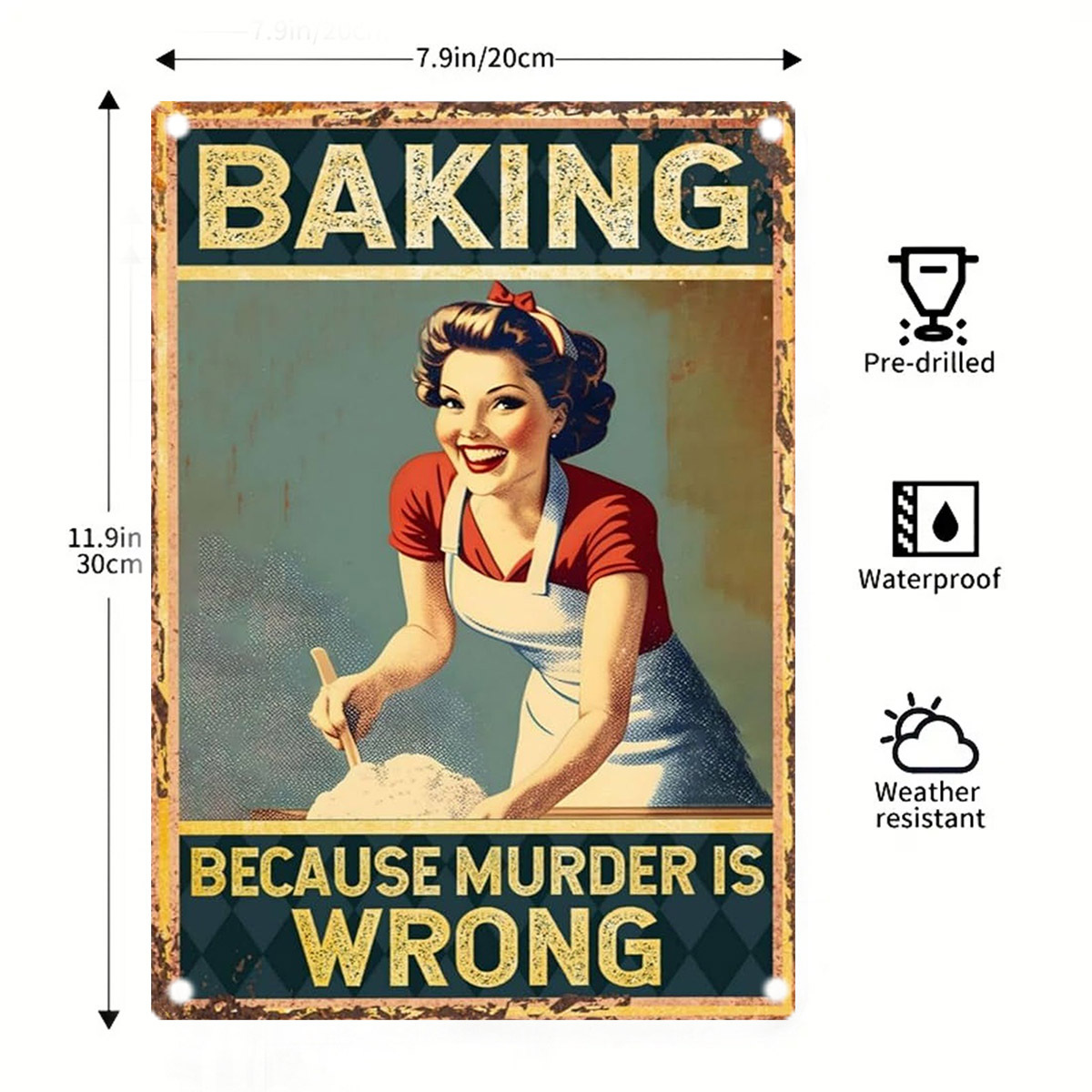 Kitchen Baking Quotes - Fırıncılık Esprisi Metal Teneke Kutu Tabelası,
