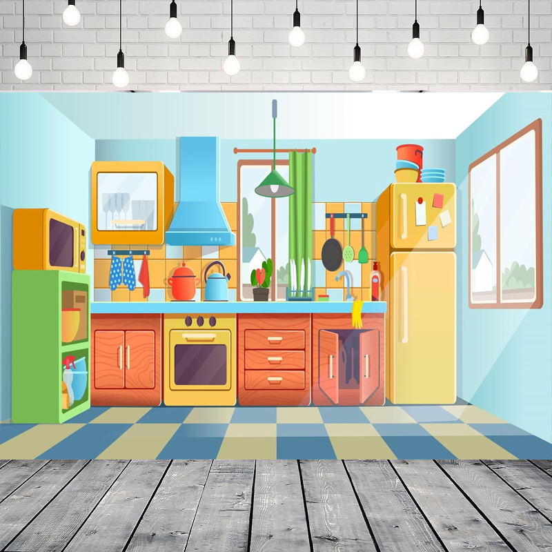 Kitchen Baking Background - Fotoğraf arka fonu çocuklar için karikatür