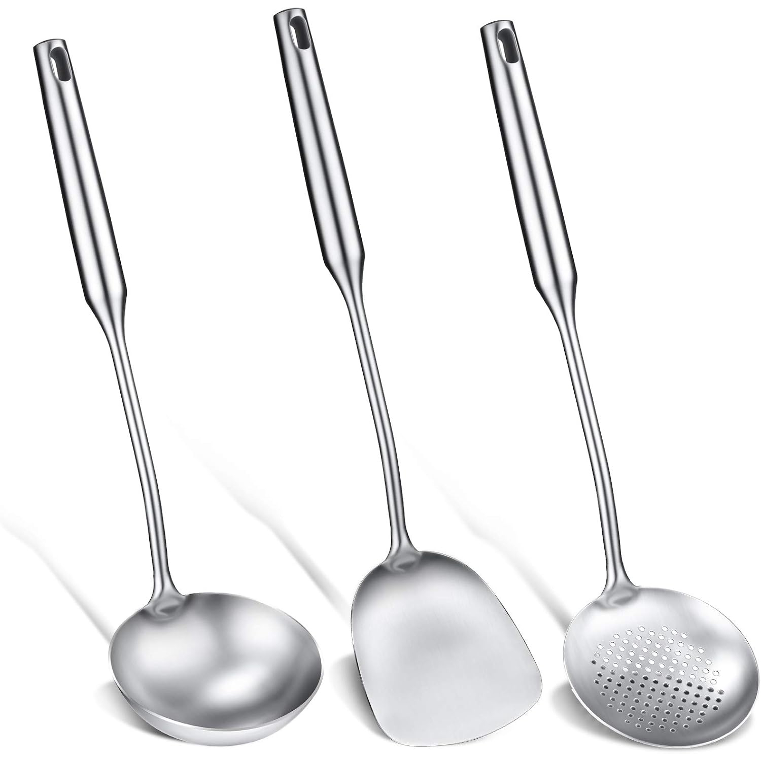 Offset Spatula Set - Wok Spatulası, Kepçe ve Büyük Delikli