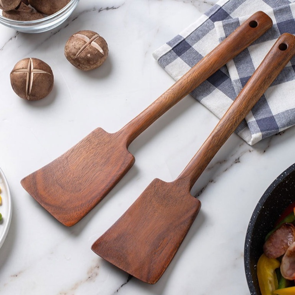Offset Spatula Set - 34 cm katı ahşap pişirme Spatula
