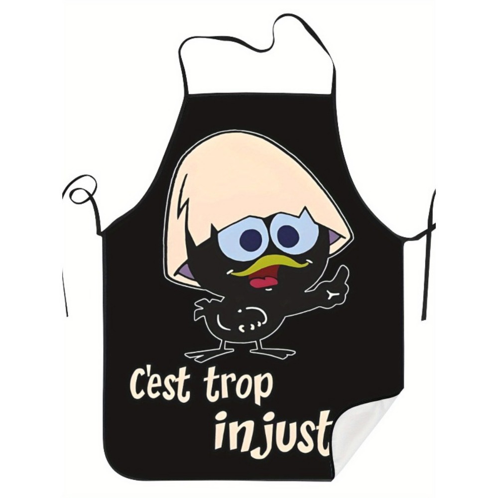 Kitchen Baking Background - Karikatür tavuk baskı önlük siyah arka