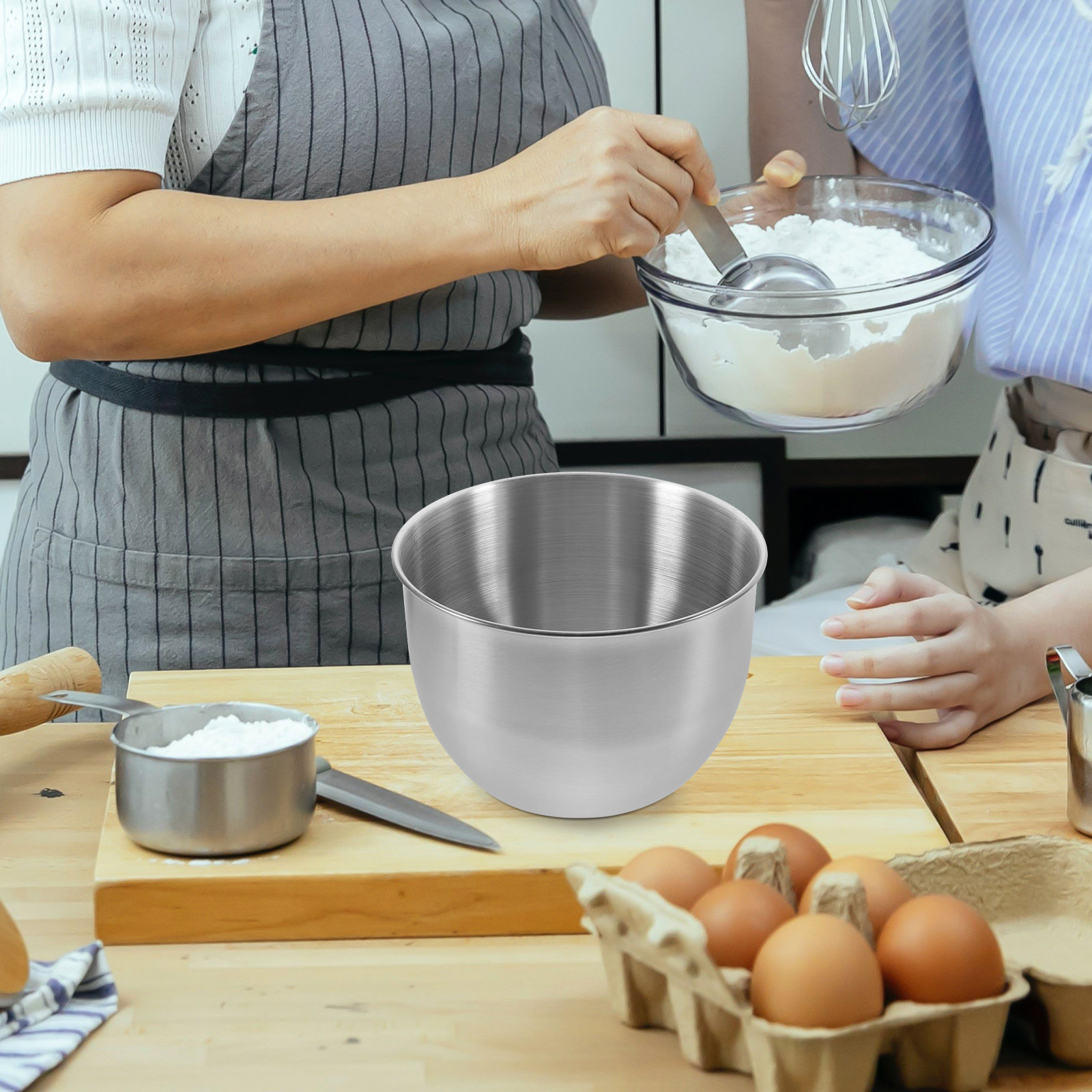 Kitchen Baking Cooking - Derin Paslanmaz Çelik Karıştırma Kabı Kalın