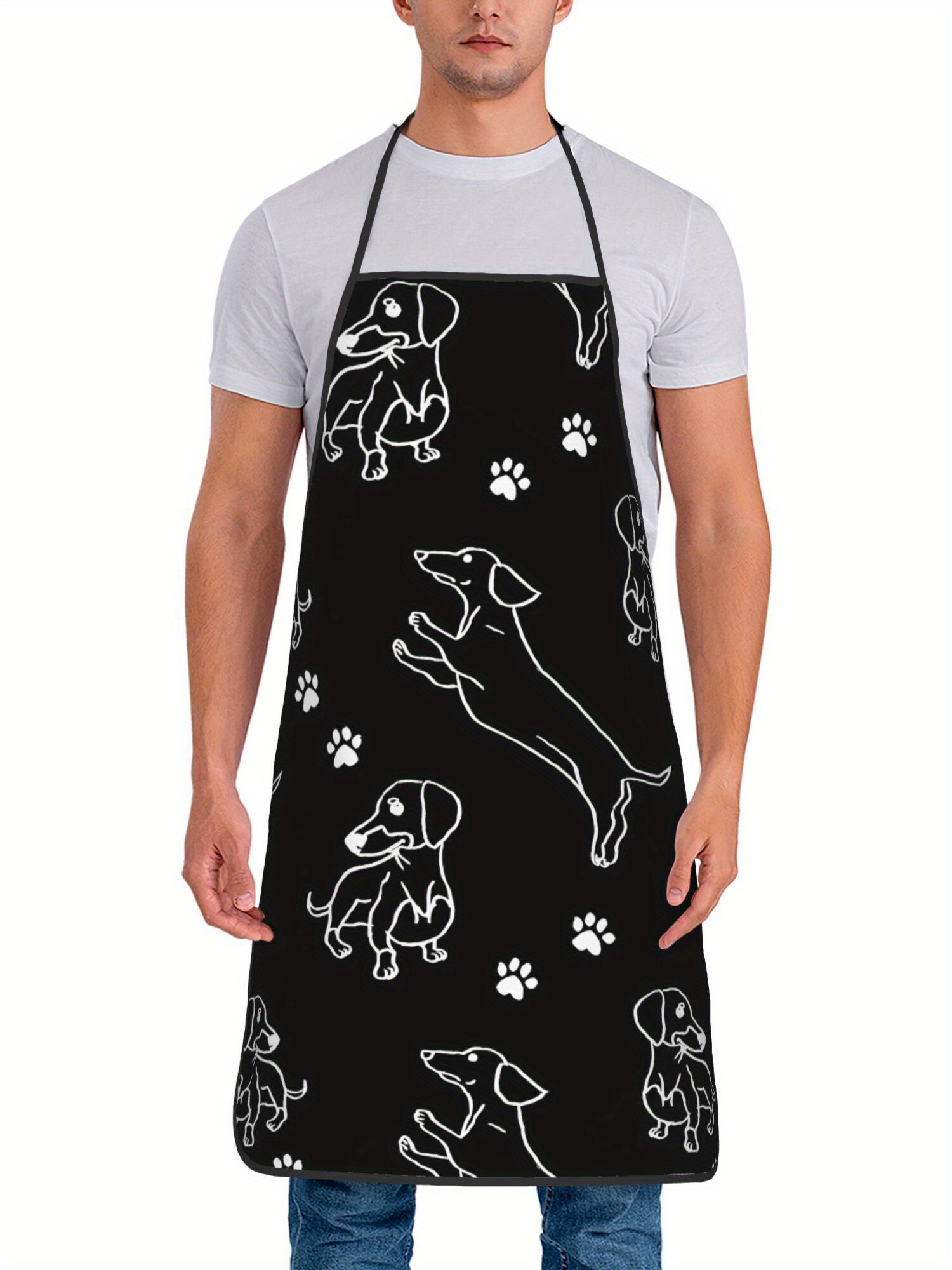 Dachshund Paw Print Önlük Siya - Kitchen Baking Background incelemesi ve fiyatı
